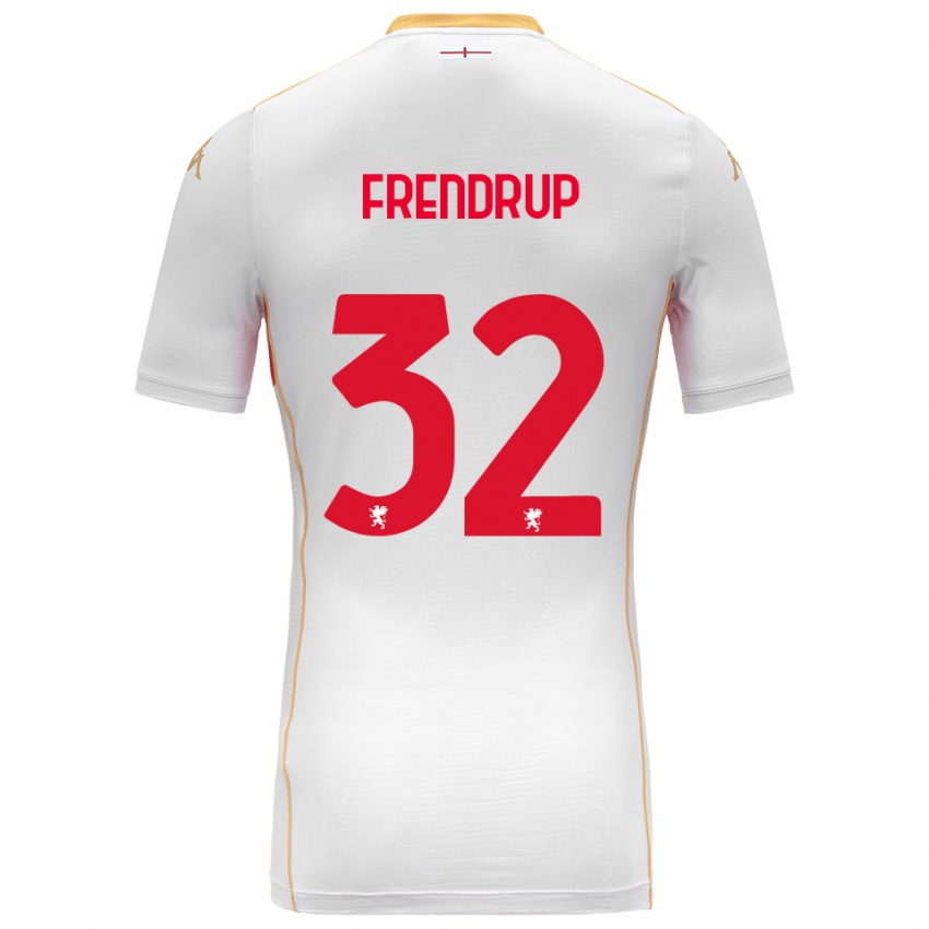 ילדים Morten Frendrup #32 לבן אדום הרחק ג'רזי 2025/26 חולצה קצרה