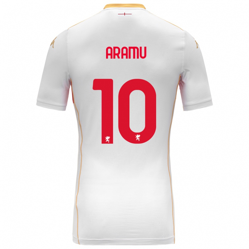 ילדים Mattia Aramu #10 לבן אדום הרחק ג'רזי 2025/26 חולצה קצרה