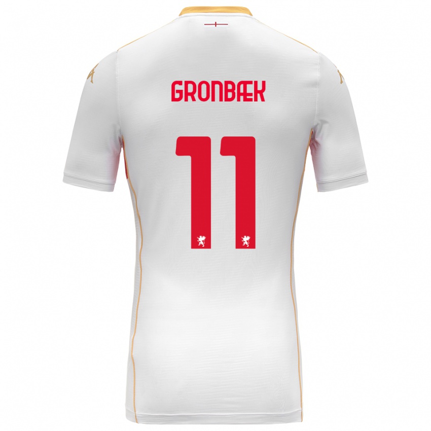 ילדים אלברט גרונבאיק #11 לבן אדום הרחק ג'רזי 2025/26 חולצה קצרה