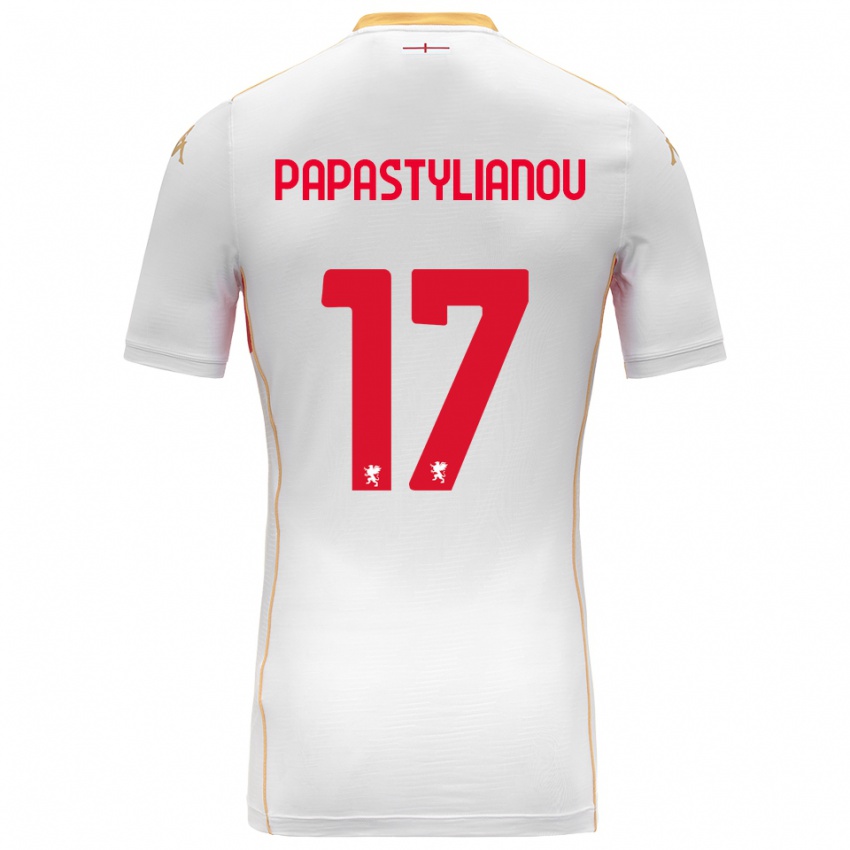 ילדים Lysandros Andreas Papastylianou #17 לבן אדום הרחק ג'רזי 2025/26 חולצה קצרה