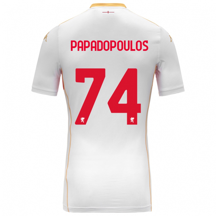 ילדים Christos Papadopoulos #74 לבן אדום הרחק ג'רזי 2025/26 חולצה קצרה