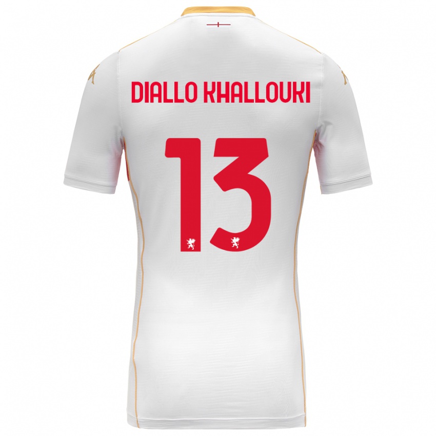 ילדים Siaka Diallo Khallouki #13 לבן אדום הרחק ג'רזי 2025/26 חולצה קצרה