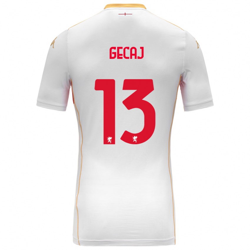 ילדים Kris Gecaj #13 לבן אדום הרחק ג'רזי 2025/26 חולצה קצרה