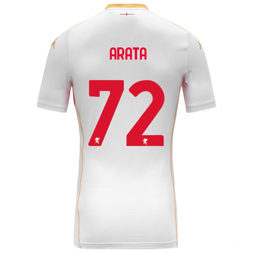 ילדים Stefano Arata #72 לבן אדום הרחק ג'רזי 2025/26 חולצה קצרה