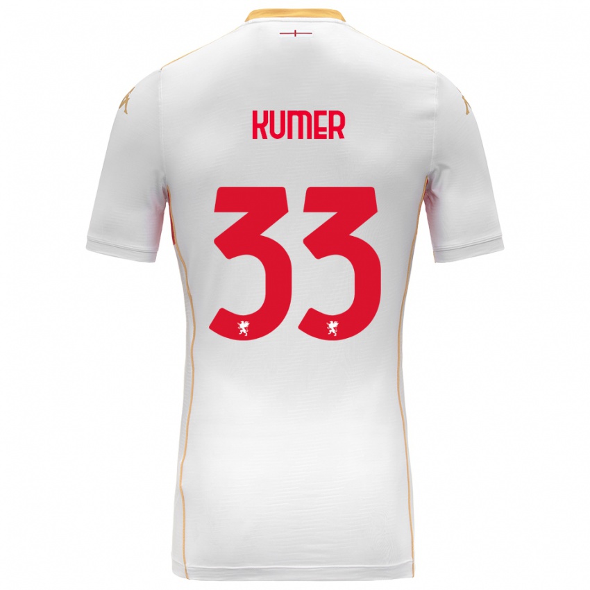 ילדים אלין קומר צ׳ליק #33 לבן אדום הרחק ג'רזי 2025/26 חולצה קצרה