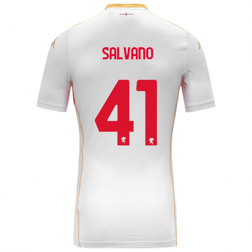 ילדים Daniele Salvano #41 לבן אדום הרחק ג'רזי 2025/26 חולצה קצרה