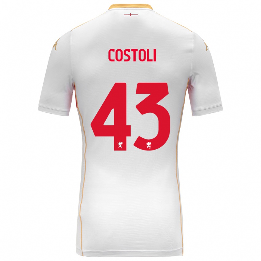 ילדים לורנזו קוסטולי #43 לבן אדום הרחק ג'רזי 2025/26 חולצה קצרה