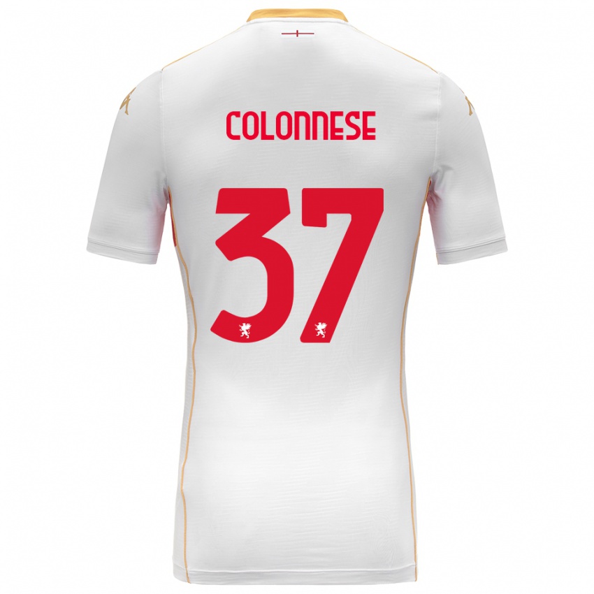 ילדים Lorenzo Colonnese #37 לבן אדום הרחק ג'רזי 2025/26 חולצה קצרה