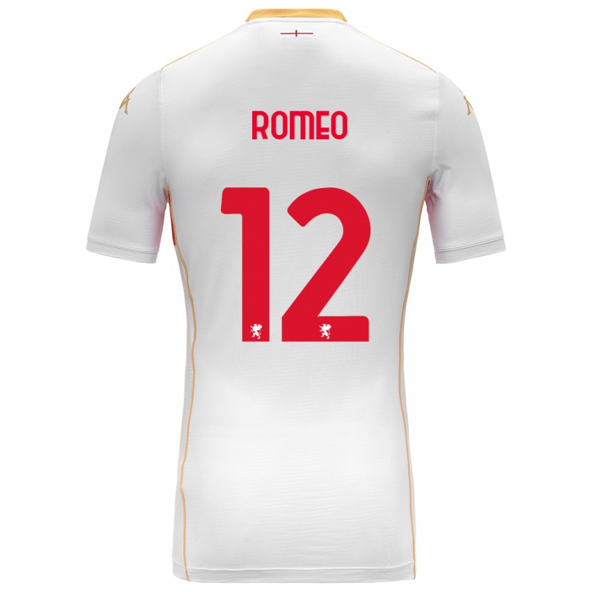 ילדים Emanuele Romeo #12 לבן אדום הרחק ג'רזי 2025/26 חולצה קצרה