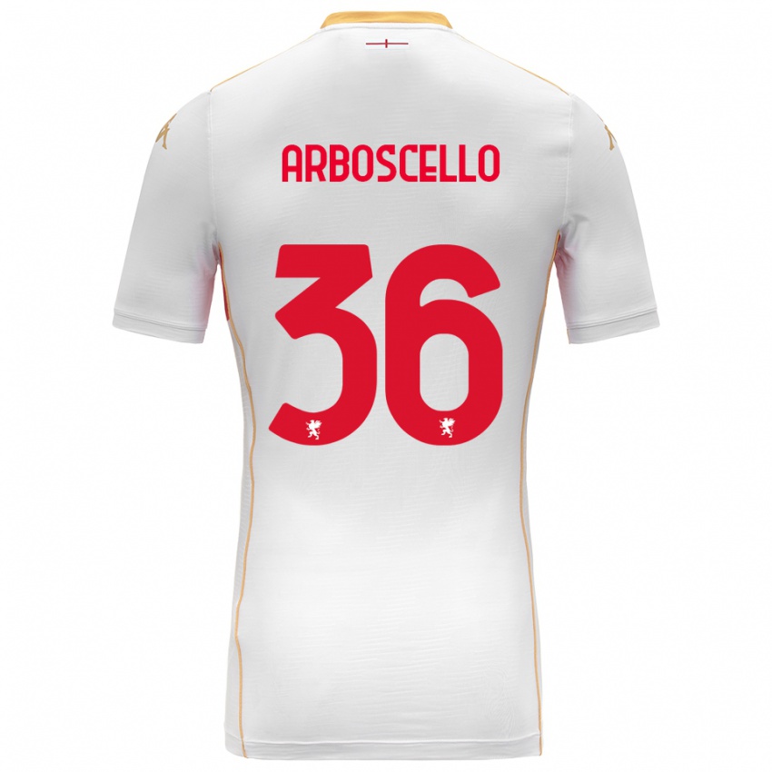 ילדים ריקרדו ארבושקלו #36 לבן אדום הרחק ג'רזי 2025/26 חולצה קצרה