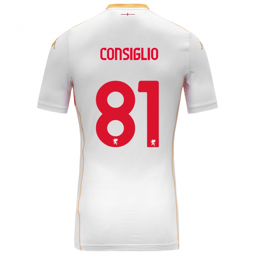 ילדים לאונרדו קונסיליו #81 לבן אדום הרחק ג'רזי 2025/26 חולצה קצרה