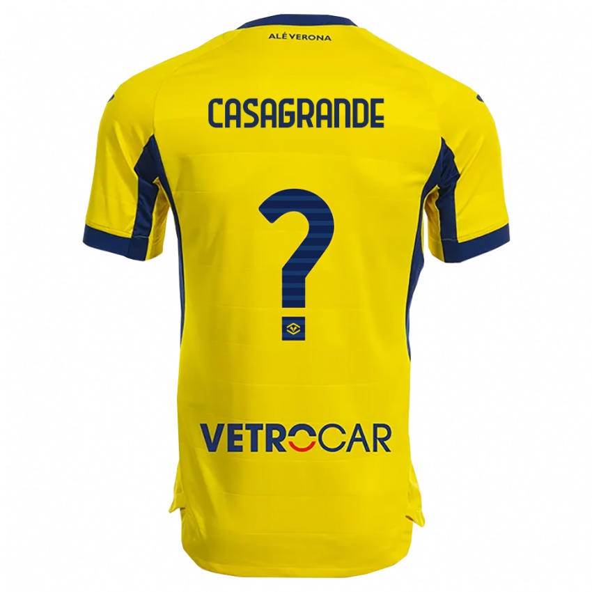 ילדים Tommaso Casagrande #0 צהוב נייבי הרחק ג'רזי 2025/26 חולצה קצרה