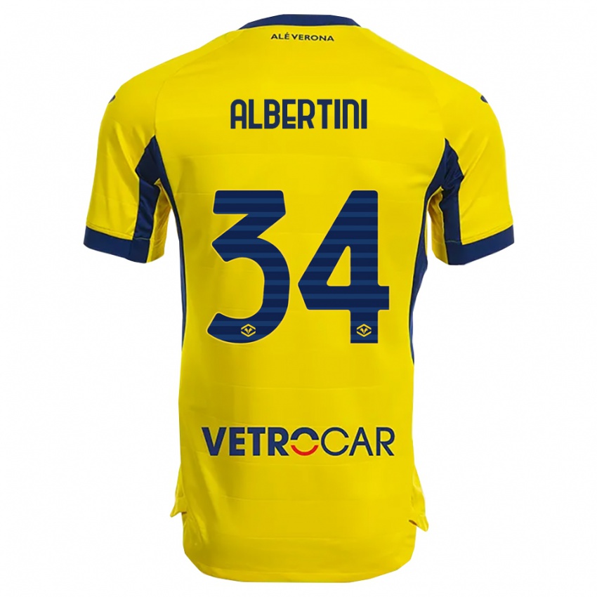 ילדים פרנצ'סקו אלברטיני #34 צהוב נייבי הרחק ג'רזי 2025/26 חולצה קצרה