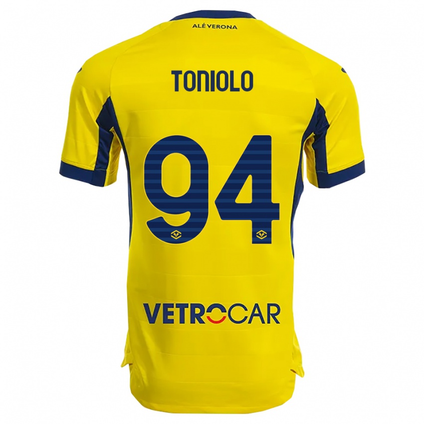 ילדים ג׳יאקומו טוניולו #94 צהוב נייבי הרחק ג'רזי 2025/26 חולצה קצרה