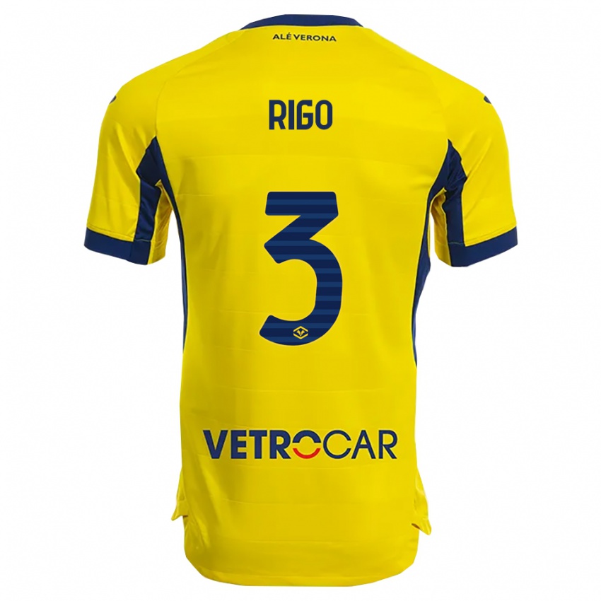 ילדים מטיה ריגו #3 צהוב נייבי הרחק ג'רזי 2025/26 חולצה קצרה