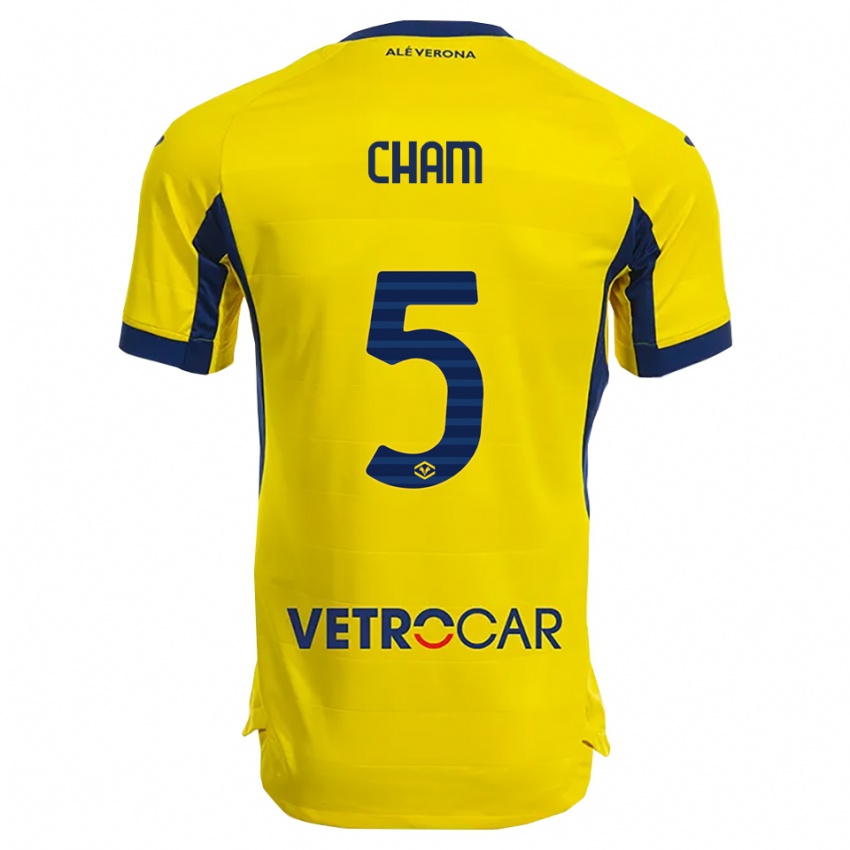 ילדים Fallou Cham #5 צהוב נייבי הרחק ג'רזי 2025/26 חולצה קצרה