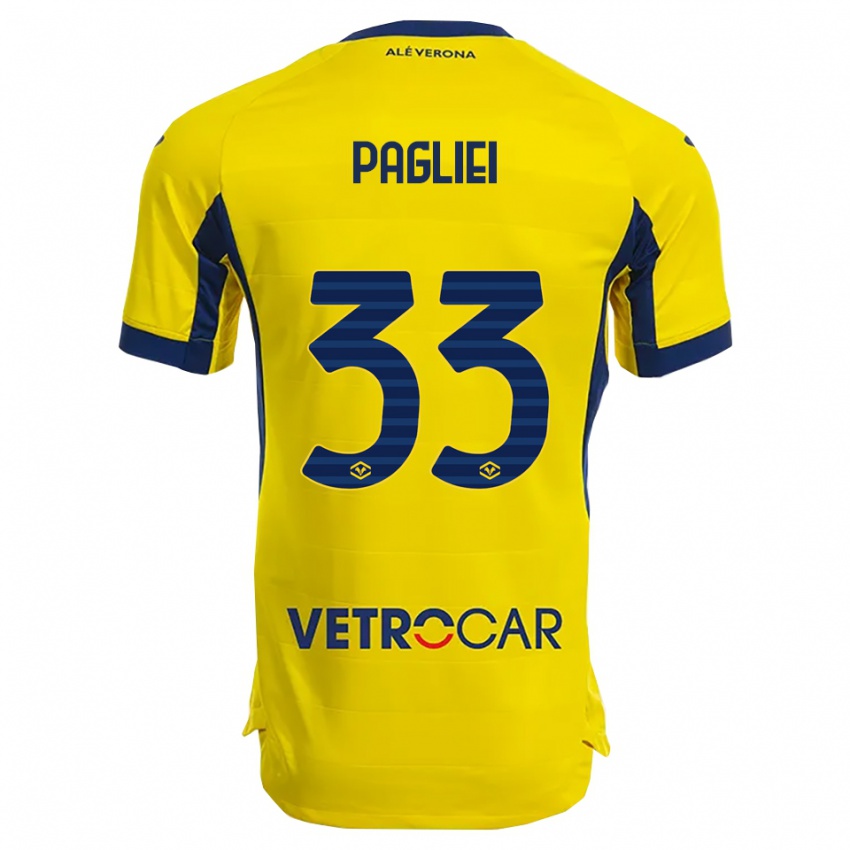 ילדים Matteo Pagliei #33 צהוב נייבי הרחק ג'רזי 2025/26 חולצה קצרה