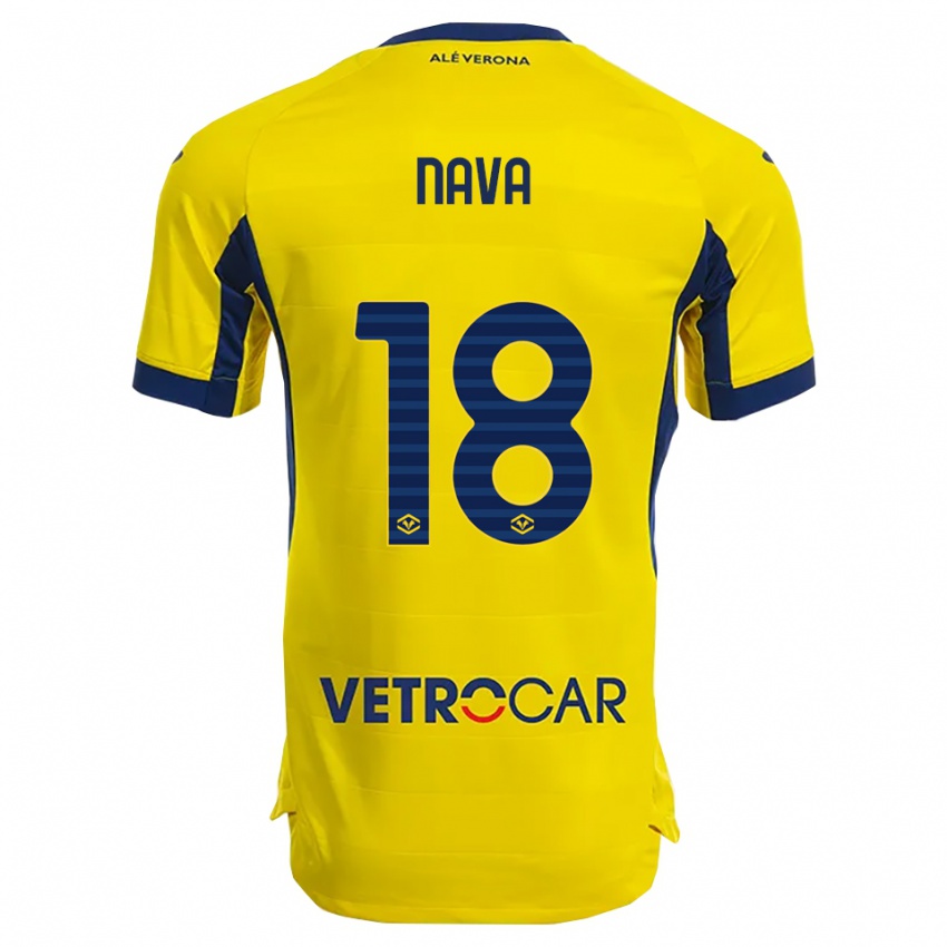 ילדים מדלנה נאוה #18 צהוב נייבי הרחק ג'רזי 2025/26 חולצה קצרה