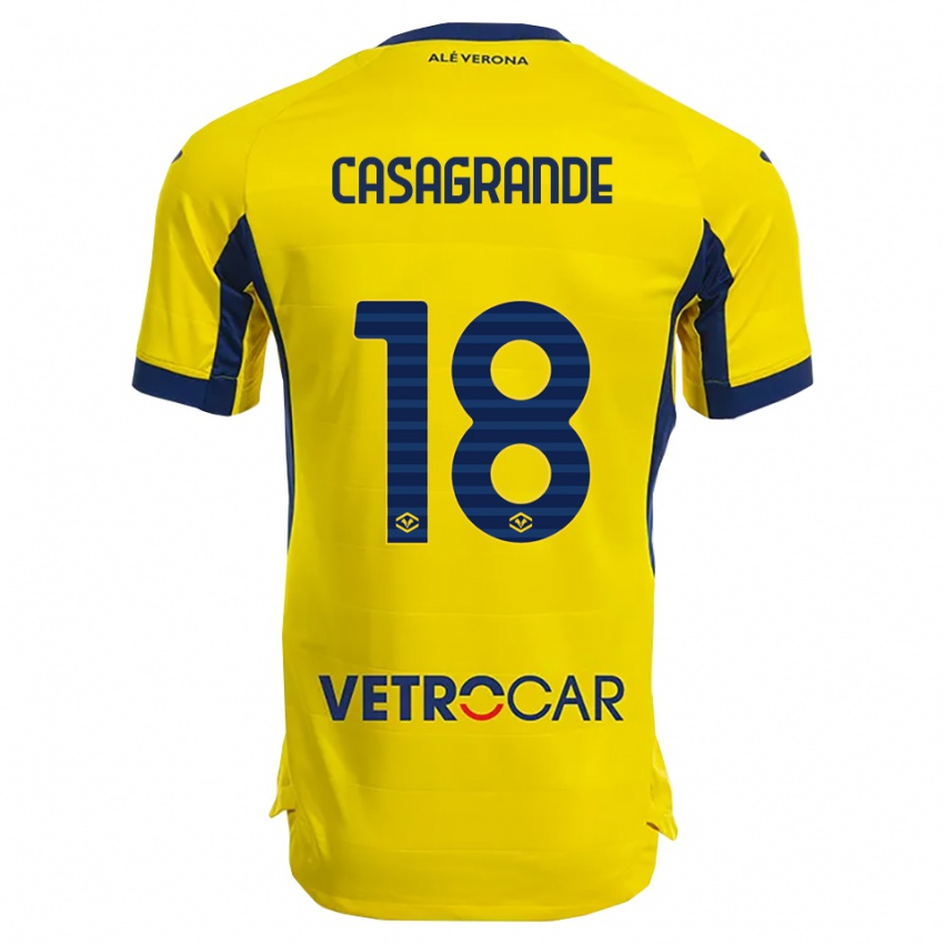 ילדים Davide Casagrande #18 צהוב נייבי הרחק ג'רזי 2025/26 חולצה קצרה