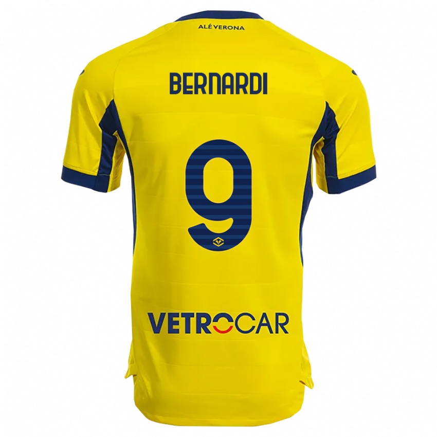 ילדים Veronica Bernardi #9 צהוב נייבי הרחק ג'רזי 2025/26 חולצה קצרה