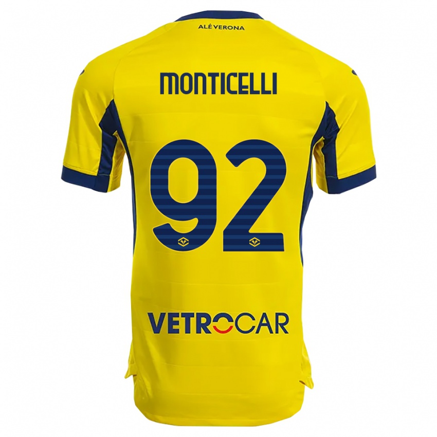 ילדים Luca Monticelli #92 צהוב נייבי הרחק ג'רזי 2025/26 חולצה קצרה