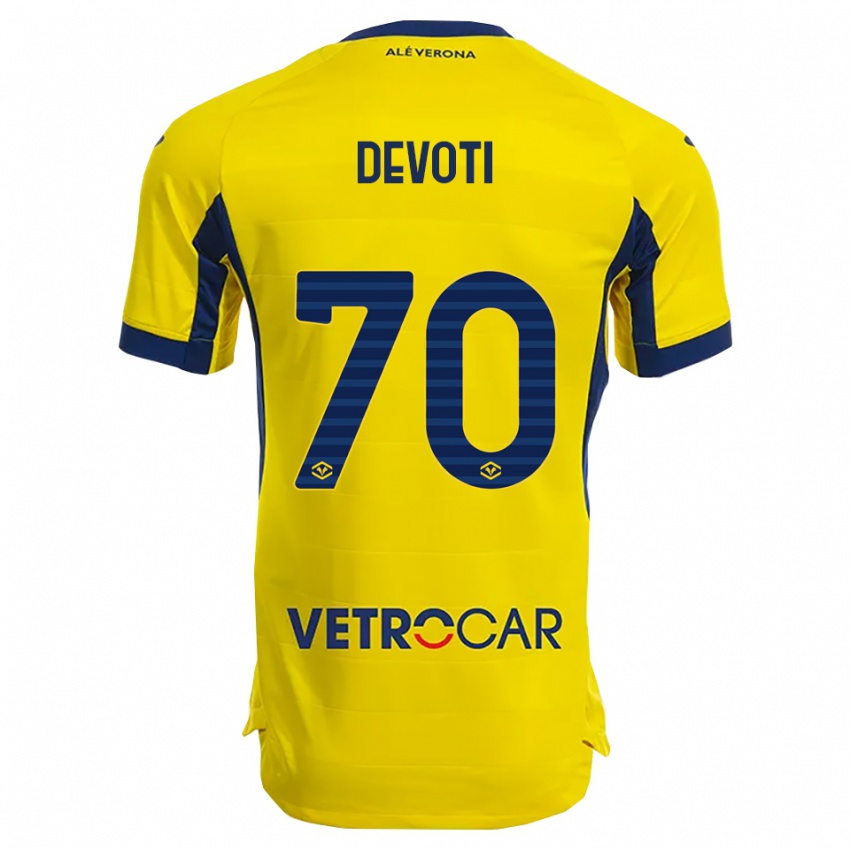 ילדים אנדריאה דבוטי #70 צהוב נייבי הרחק ג'רזי 2025/26 חולצה קצרה