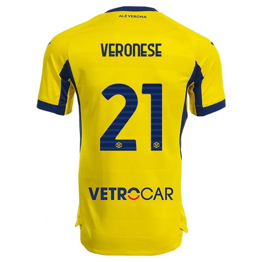 ילדים Ilaria Veronese #21 צהוב נייבי הרחק ג'רזי 2025/26 חולצה קצרה