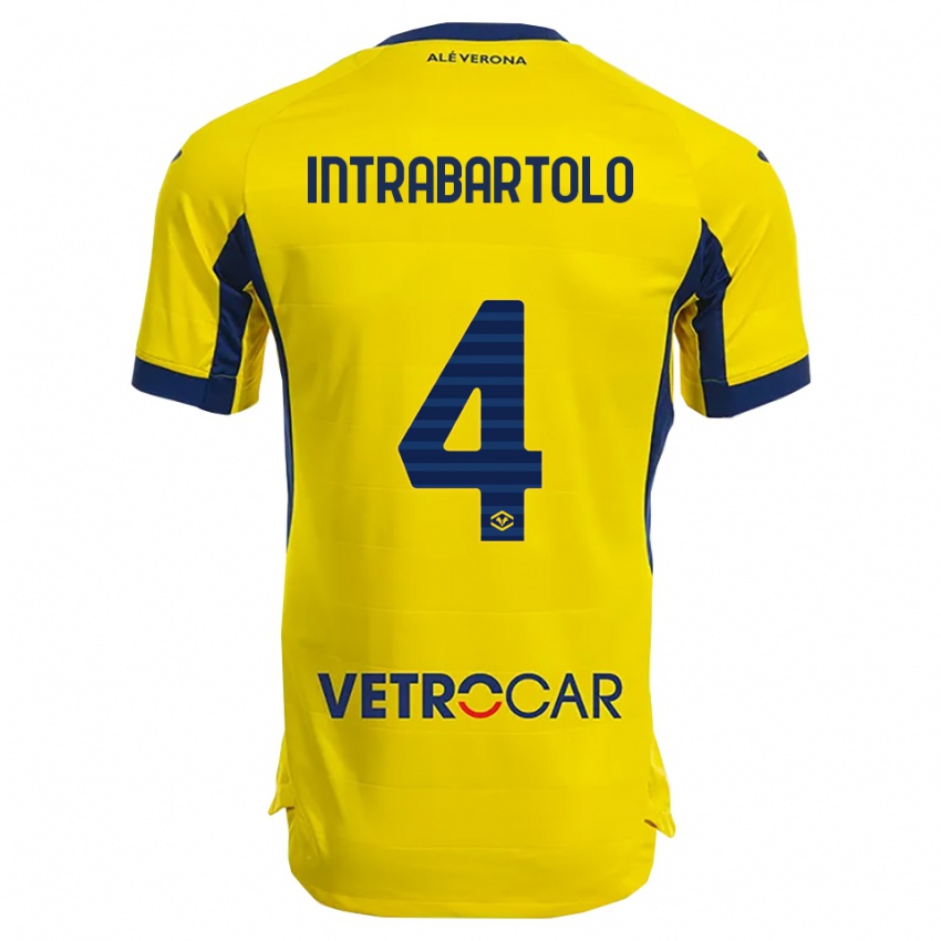 ילדים Denis Intrabartolo #4 צהוב נייבי הרחק ג'רזי 2025/26 חולצה קצרה