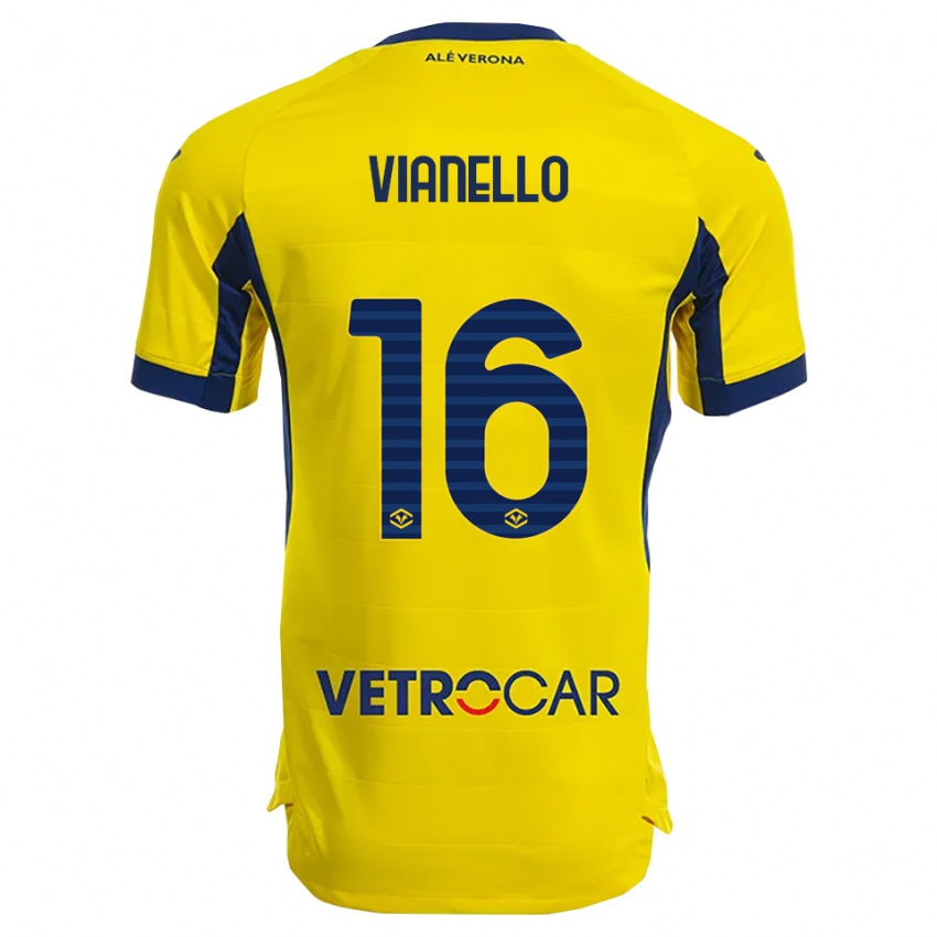 ילדים Diego Vianello #16 צהוב נייבי הרחק ג'רזי 2025/26 חולצה קצרה