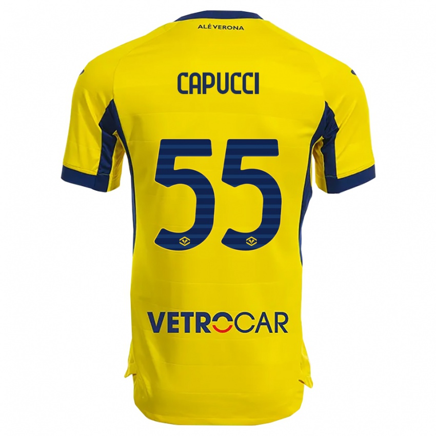 ילדים Laura Capucci #55 צהוב נייבי הרחק ג'רזי 2025/26 חולצה קצרה