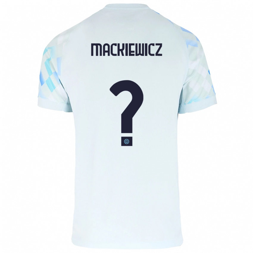 ילדים Patryk Mackiewicz #0 לבן כחול הרחק ג'רזי 2025/26 חולצה קצרה