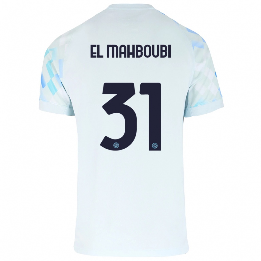 ילדים Anas El Mahboubi #31 לבן כחול הרחק ג'רזי 2025/26 חולצה קצרה