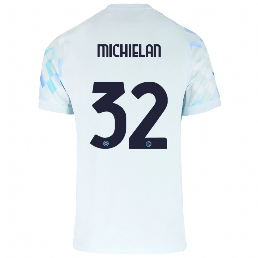 ילדים Mattia Michielan #32 לבן כחול הרחק ג'רזי 2025/26 חולצה קצרה