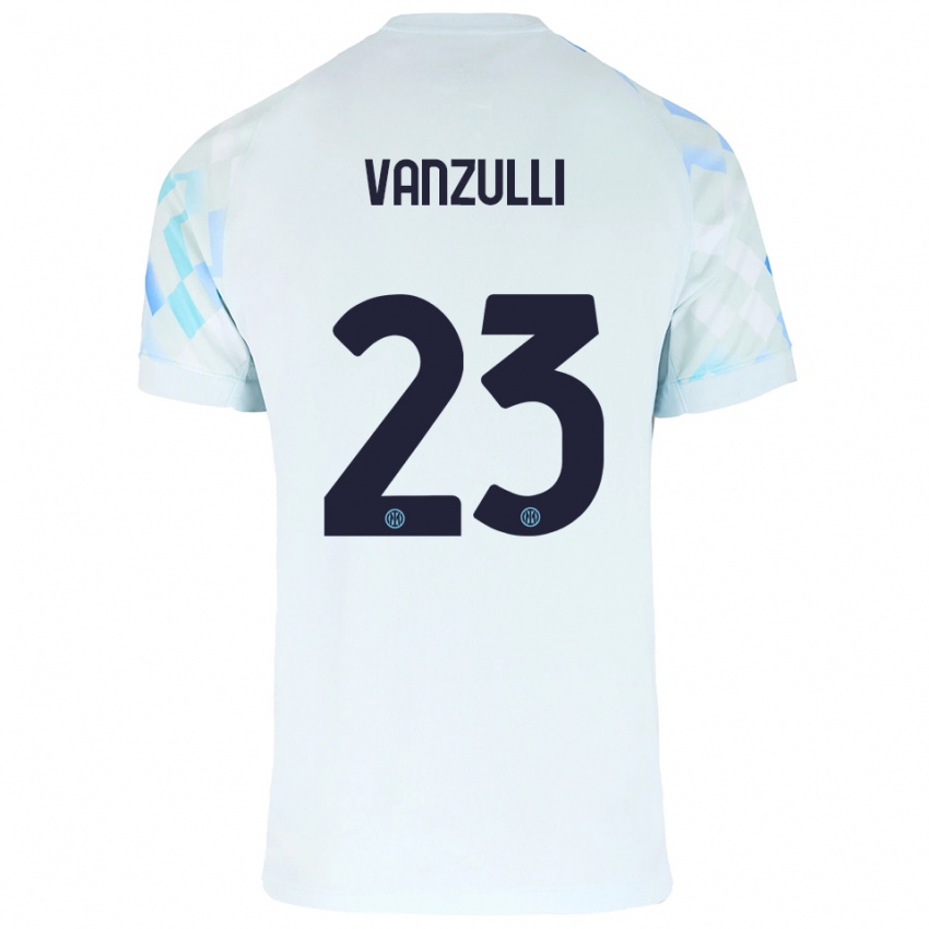 ילדים Marco Vanzulli #23 לבן כחול הרחק ג'רזי 2025/26 חולצה קצרה