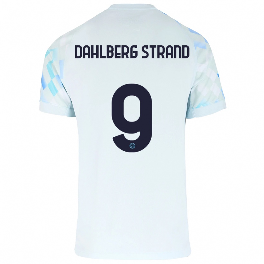 ילדים יונס דאלברג סטרנד #9 לבן כחול הרחק ג'רזי 2025/26 חולצה קצרה