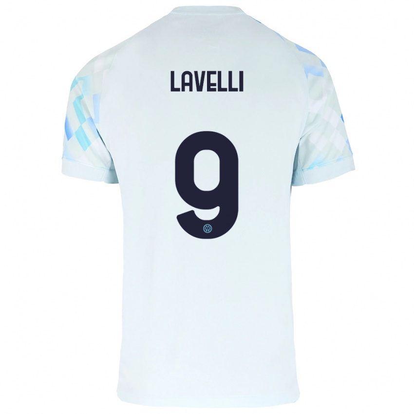 ילדים Matteo Lavelli #9 לבן כחול הרחק ג'רזי 2025/26 חולצה קצרה