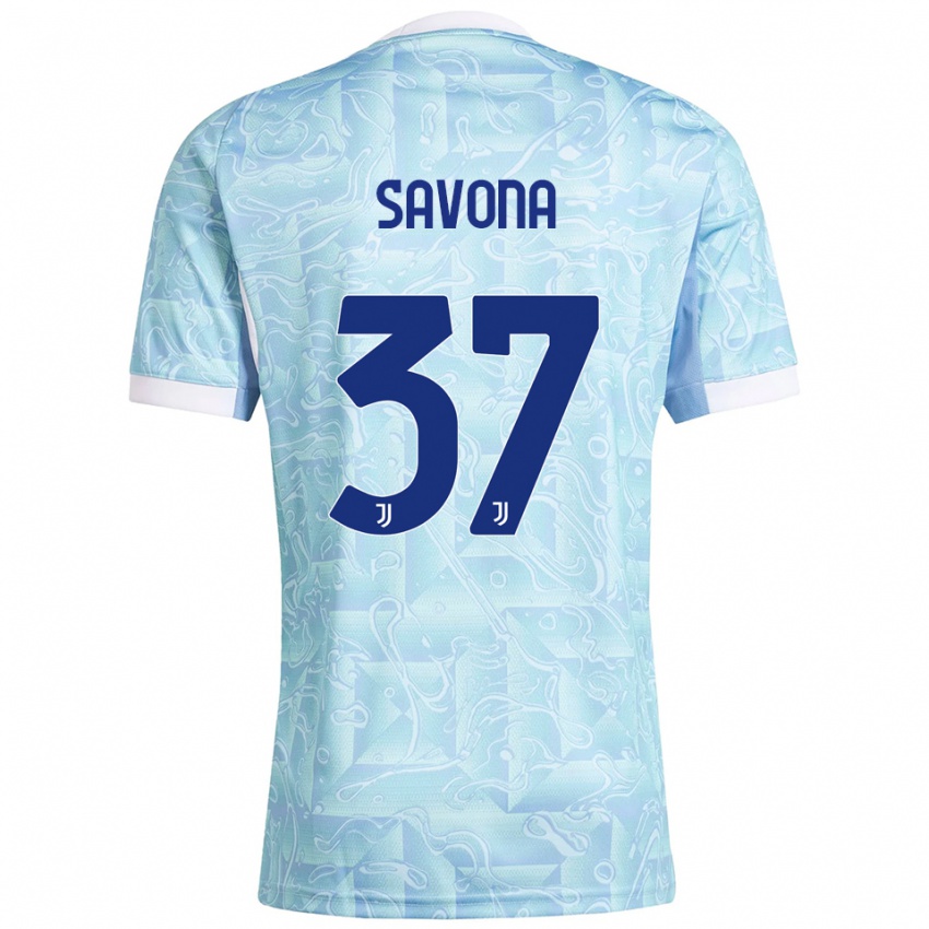 ילדים ניקולו סבונה #37 תכלת צהוב הרחק ג'רזי 2025/26 חולצה קצרה