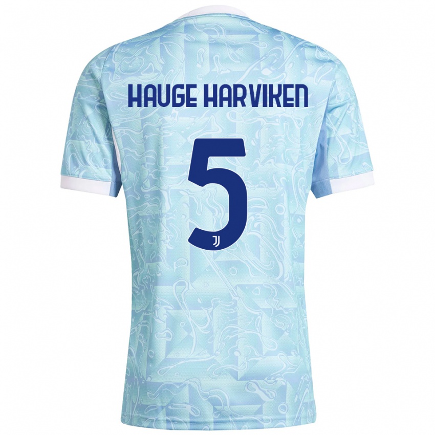 ילדים Mathilde Hauge Harviken #5 תכלת צהוב הרחק ג'רזי 2025/26 חולצה קצרה