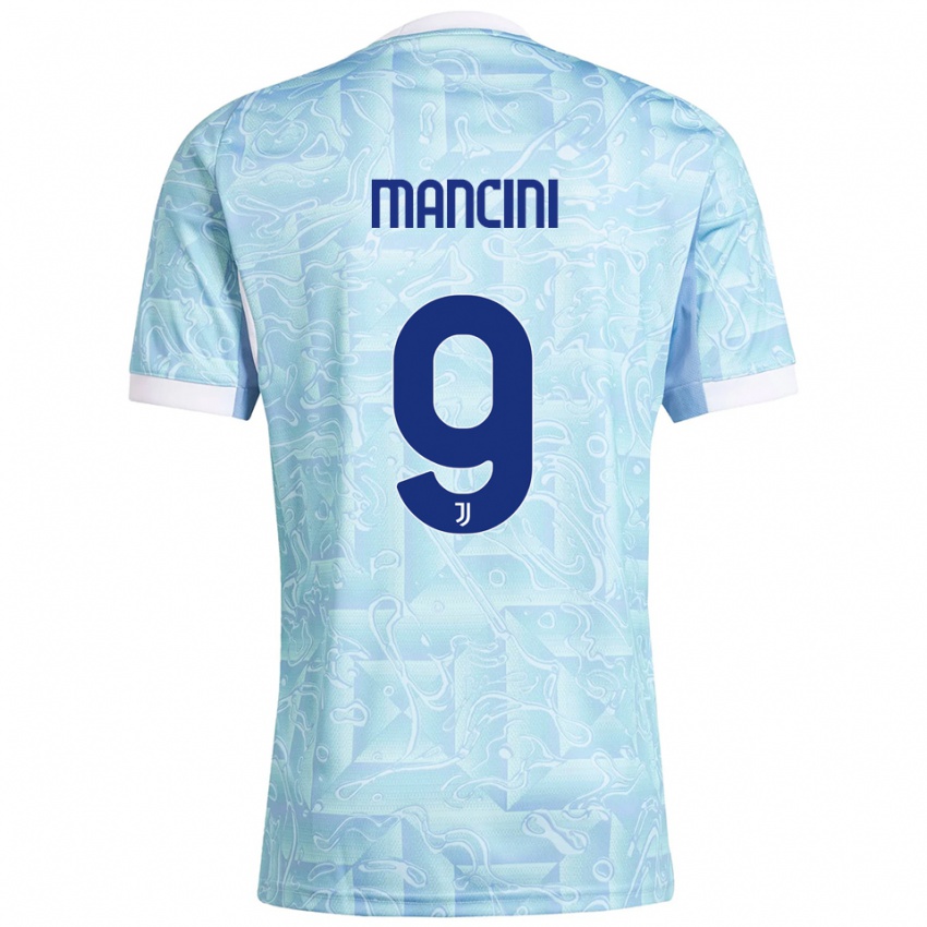 ילדים טומאסו מנצ'יני #9 תכלת צהוב הרחק ג'רזי 2025/26 חולצה קצרה