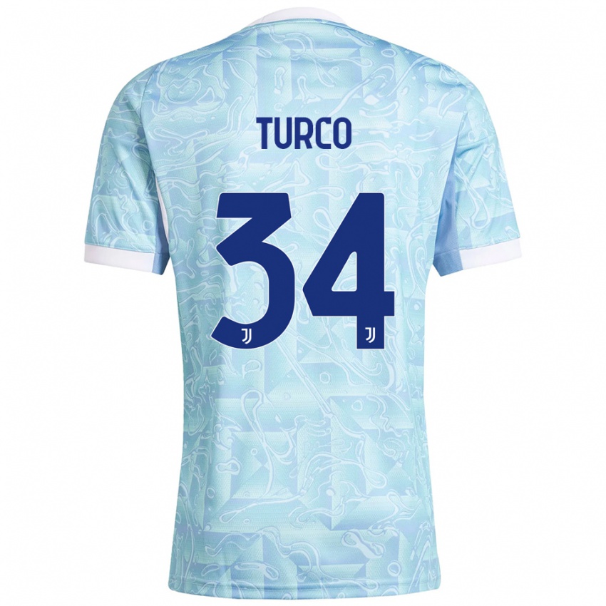 ילדים סטפנו טורקו #34 תכלת צהוב הרחק ג'רזי 2025/26 חולצה קצרה