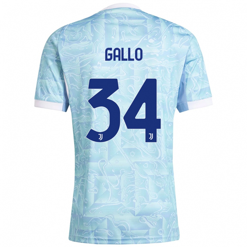 ילדים Azzurra Gallo #34 תכלת צהוב הרחק ג'רזי 2025/26 חולצה קצרה