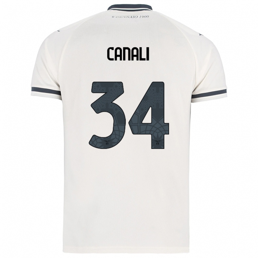 ילדים Giorgio Canali #34 לבן נייבי הרחק ג'רזי 2025/26 חולצה קצרה