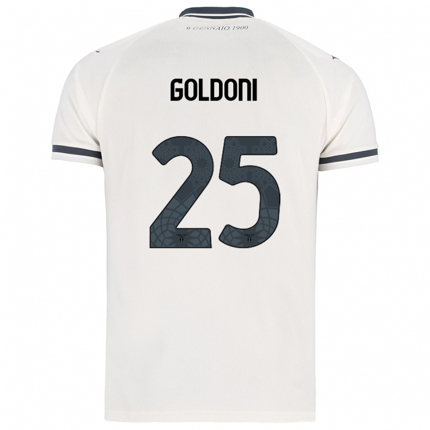 ילדים אלאונורה גולדוני #25 לבן נייבי הרחק ג'רזי 2025/26 חולצה קצרה