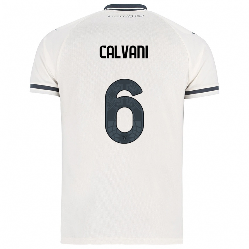 ילדים Lorenzo Calvani #6 לבן נייבי הרחק ג'רזי 2025/26 חולצה קצרה