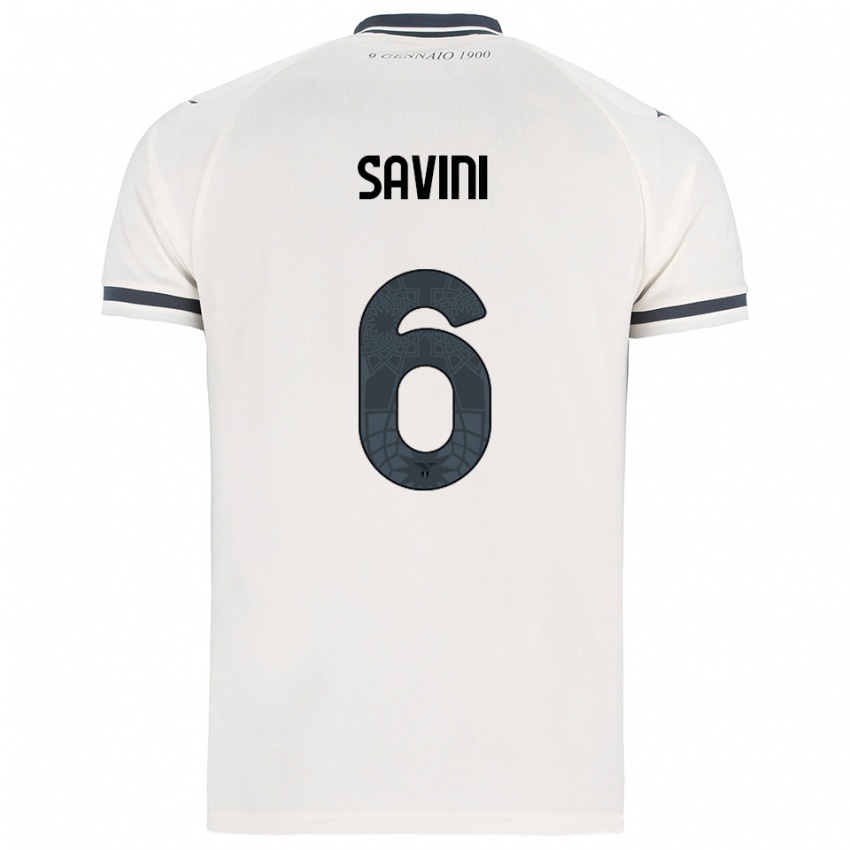ילדים פדריקה סאביני #6 לבן נייבי הרחק ג'רזי 2025/26 חולצה קצרה