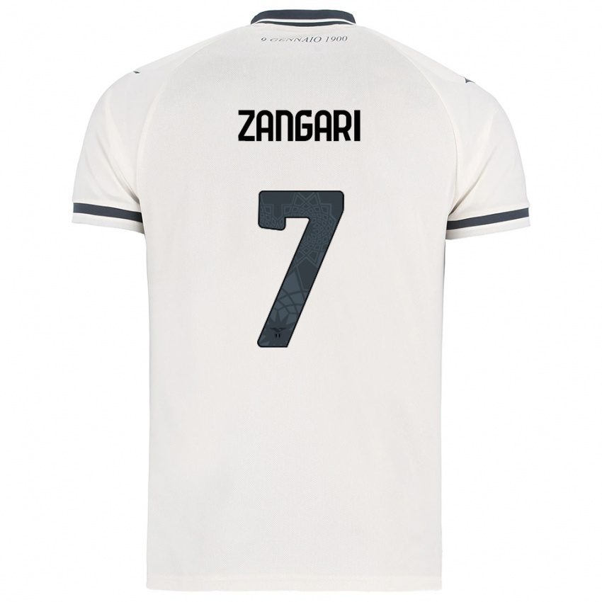 ילדים Vincenzo Zangari #7 לבן נייבי הרחק ג'רזי 2025/26 חולצה קצרה