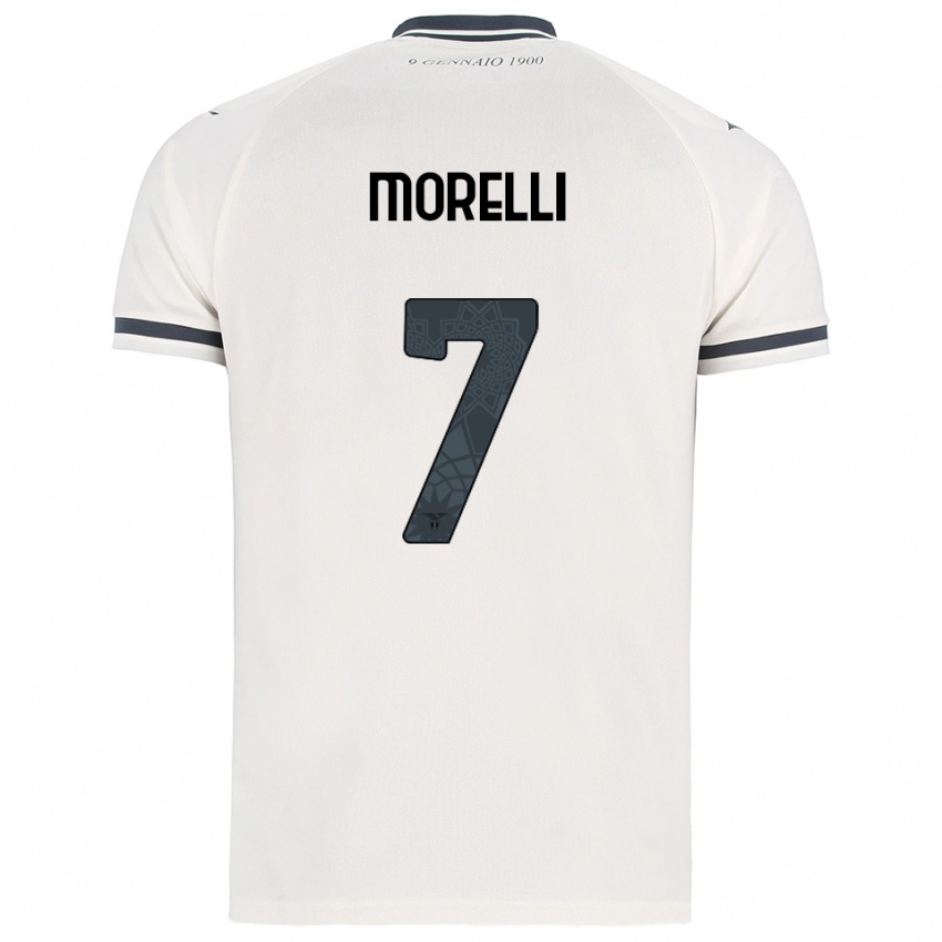 ילדים Matteo Morelli #7 לבן נייבי הרחק ג'רזי 2025/26 חולצה קצרה