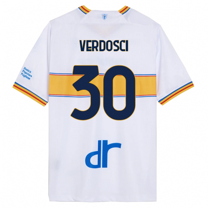ילדים Simone Verdosci #30 לבן צהוב הרחק ג'רזי 2025/26 חולצה קצרה