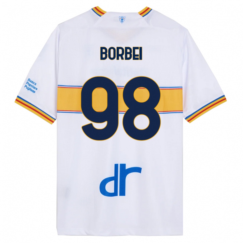 ילדים אלכסנדרו גבריאל בורביי #98 לבן צהוב הרחק ג'רזי 2025/26 חולצה קצרה