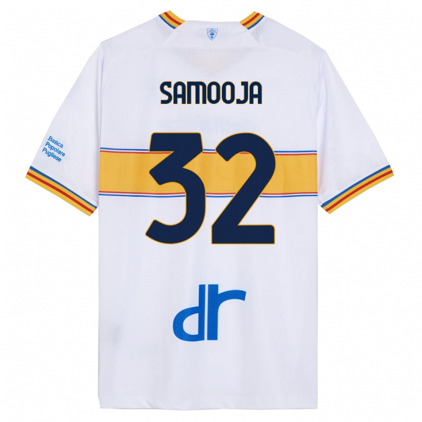 ילדים Jasper Samooja #32 לבן צהוב הרחק ג'רזי 2025/26 חולצה קצרה